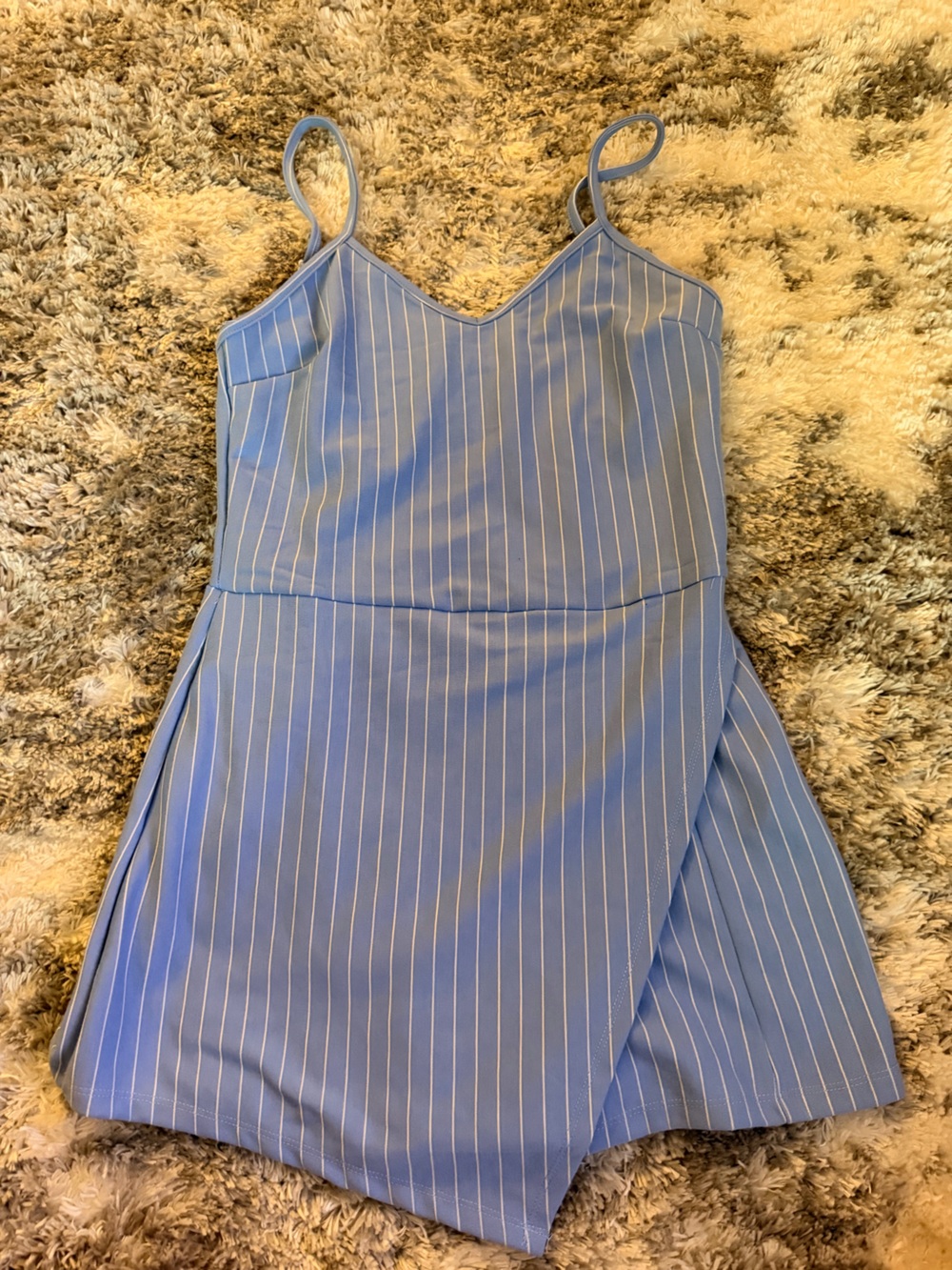 Popular Basics Light Blue Pinstripe Romper